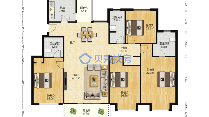 一大街森林半岛南院洋房平层，价位可以谈-户型图