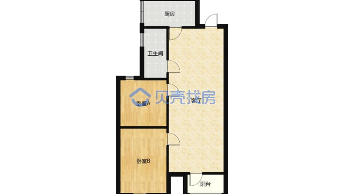 君越财富广场 精装两室两厅 苍梧中x在 楼层好户型方正-户型图