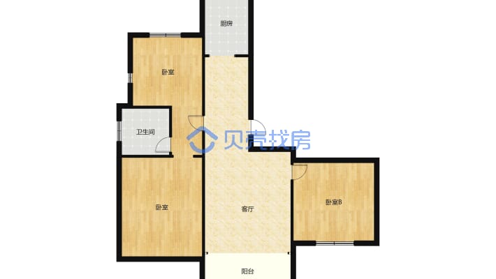 单价7563 江山花园电梯房，毛坯三室两厅房龄新-户型图