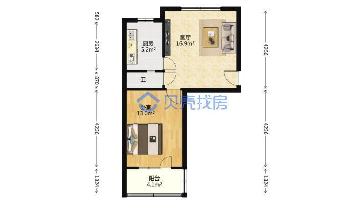 新市区北京南路地铁口单身公寓，简单装修，交通便利-户型图