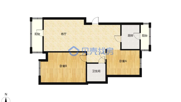 博威江南明珠苑  东区  精装两室 日月花园  多层-户型图