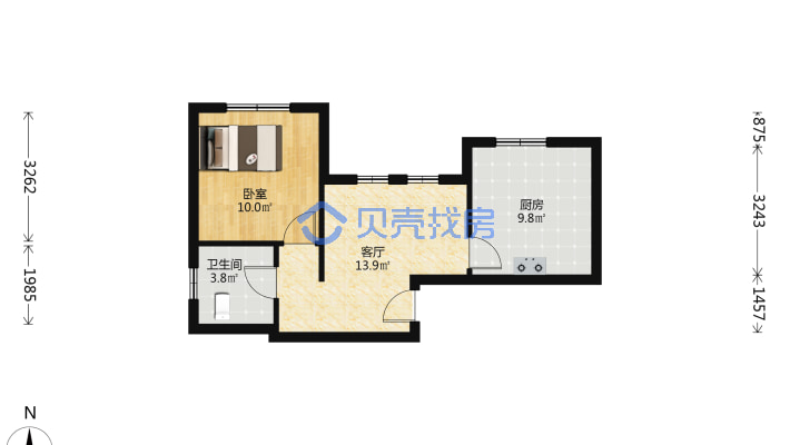 凯兴悦享城，正规一居室，户型格局好-户型图