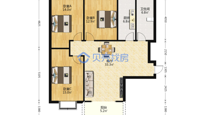 锦桂苑毛坯3房，楼层佳，采光好，诚心出售-户型图