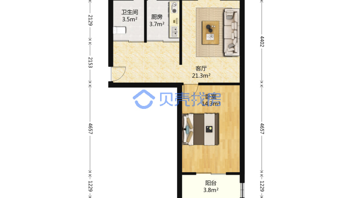 板楼社区，环境好，一层有一个小院。-户型图