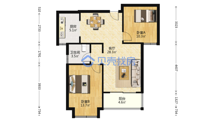 此房户型方正,满五唯一，业主诚心卖-户型图