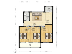 木材公司家属院 3室2厅 南 北-驻马店木材公司家属院户型图