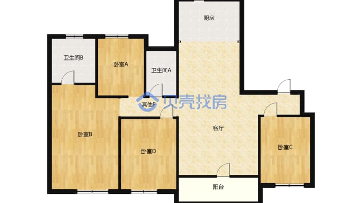 碧桂园天玺湾，大平层4房2厅2卫，小区中间，绿化好-户型图