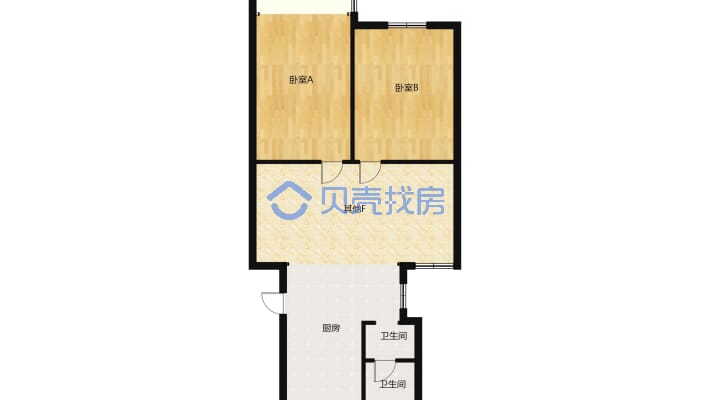 世锦华城 毛坯两室 楼层高全天采光-户型图