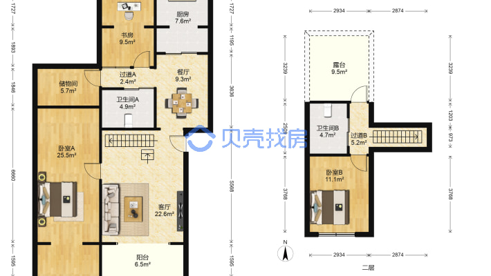 南湖广场 精诚小区精装4室好房出售（复式）-户型图