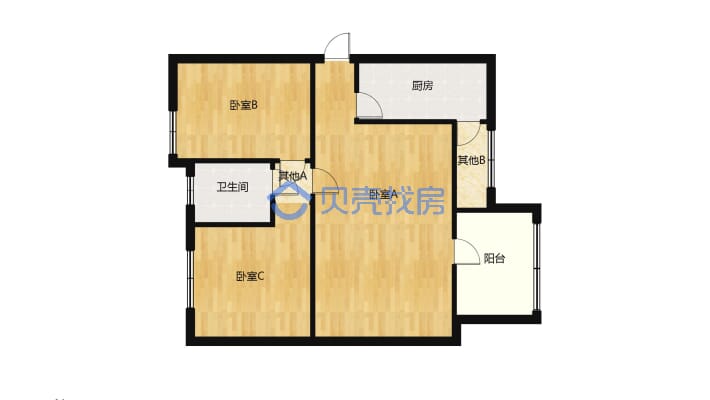 城西江阳公园旁住家装修大两室，户型通透-户型图