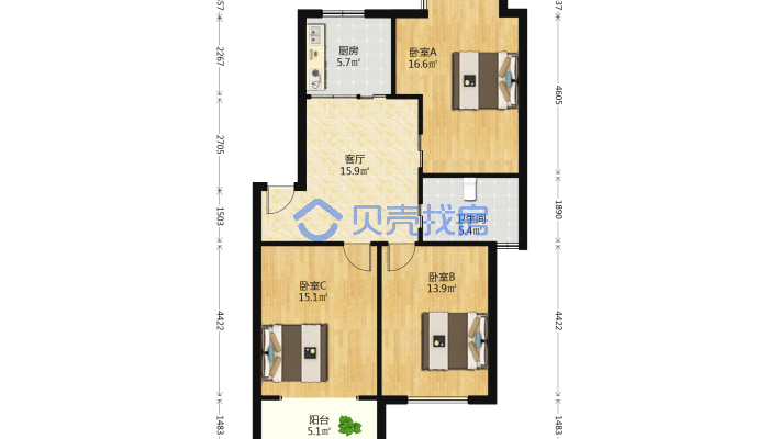 夏桥家园 地铁口 南北通透 带车库 满五唯一 精装修-户型图