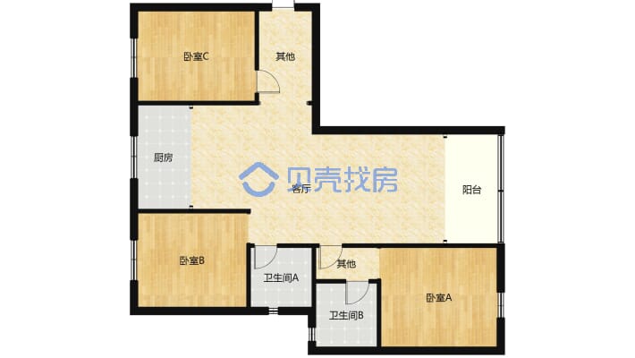 润达国际 3室1厅 东南-户型图