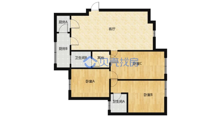 江南新区全新精装三房双卫 中间楼层 总价60多万-户型图