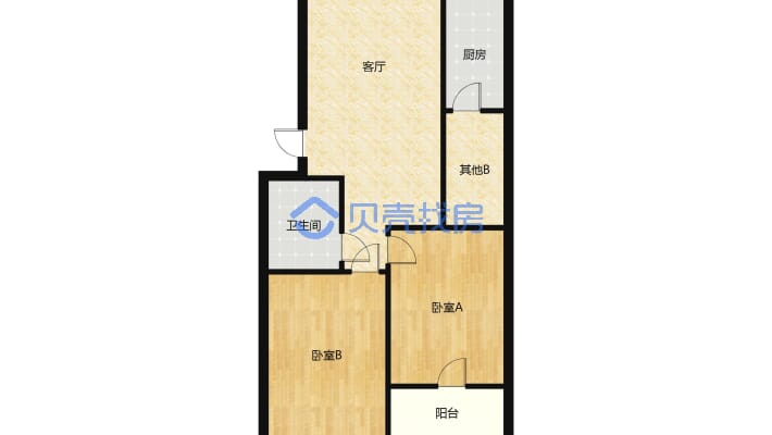 圣惠路 明珠小区步梯高层 简装两居室 拎包入住-户型图