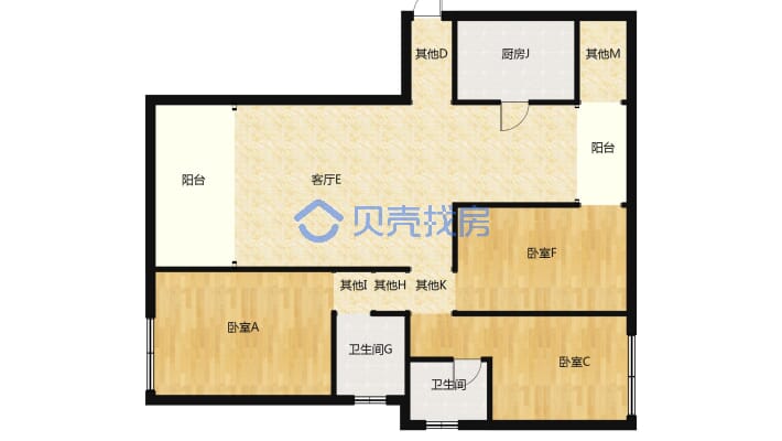 市政府旁明月华庭毛坏大三房宜阳九年制.户型好三阳台-户型图