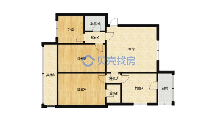 信合家属院 3室2厅 南 北-户型图