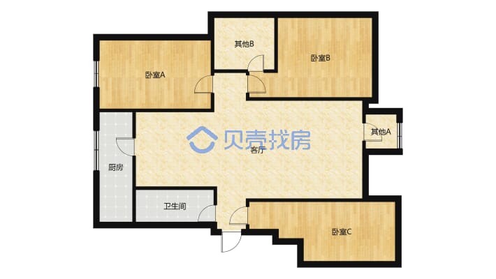 盐湖城 3室2厅 南 北-户型图