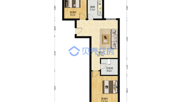 华远铭悦雅园 南北通透两居 满五年 诚心出售-平面图