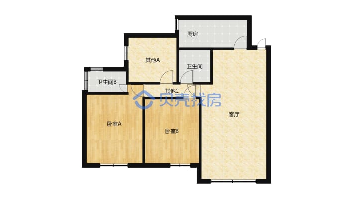 龙马潭，电梯中间楼层，住家装修，三房二厅二卫-户型图