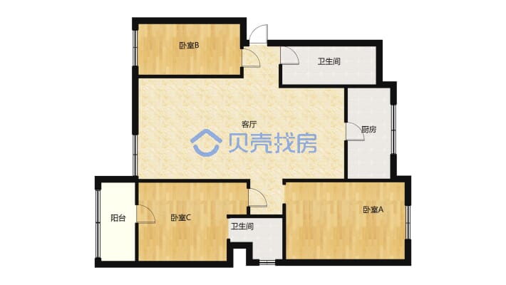 沁水雅居电梯精装125平3居双卫，带车位地下室-户型图