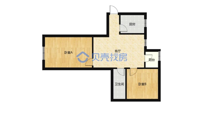 柳港园c区精装两居室拎包入住大红本-户型图