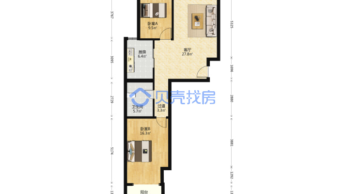 海怡庄园东区  电梯楼 精装修 视野开阔 随时看房-平面图