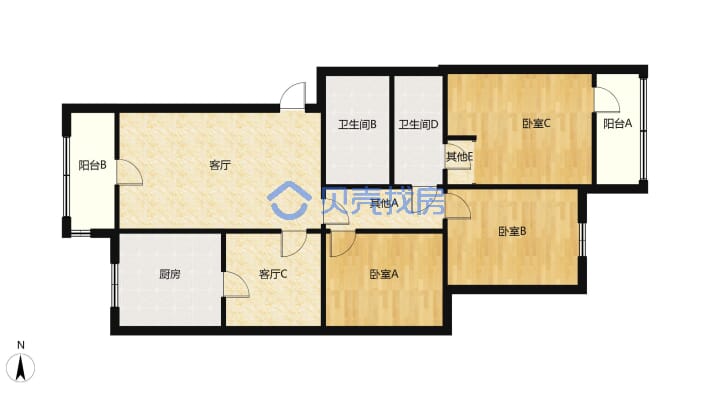 城南星城3室2厅121.30平有钥匙-户型图