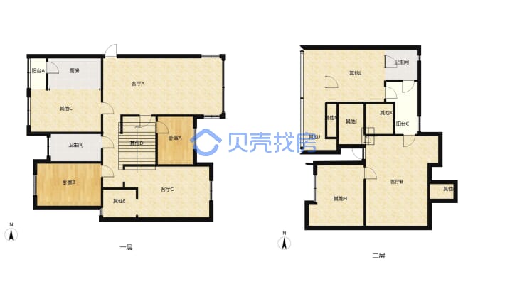 润达商圈 秀江外滩两层复式 适合大家庭居住-户型图