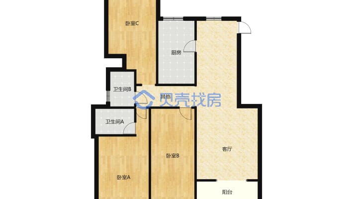 秀江名门 3室2厅 南-户型图
