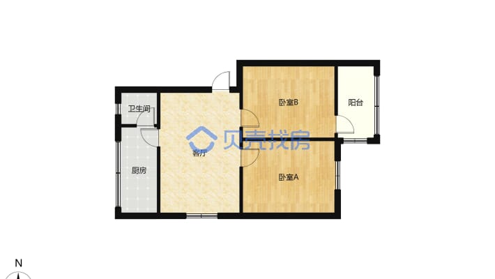 岳屏广场精装两室  单位房  实际偏大  6楼-户型图