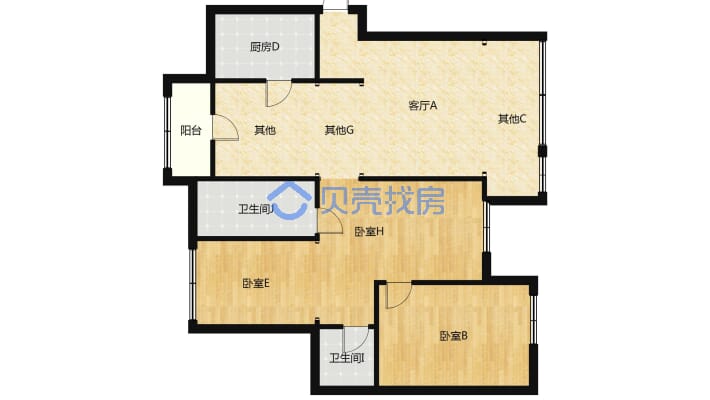 嘉豪新港湾，凤凰城，毛坯三房出售，证满2-户型图