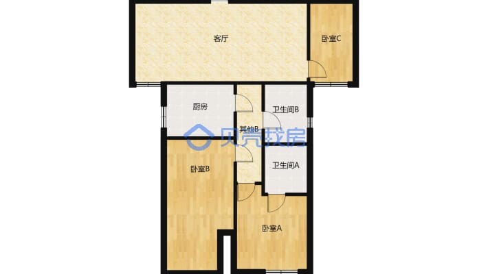 天虹商场龙华云锦 新型小区 电梯中层 三房两卫-户型图