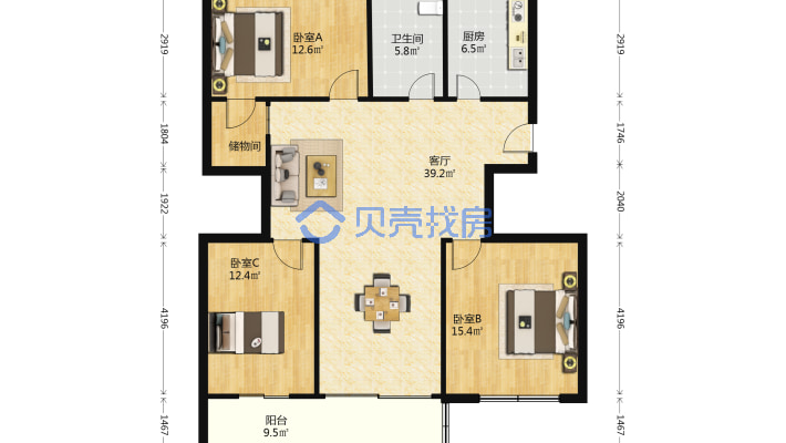 淀山湖畔 镇中生活方便 中间楼层 诚心卖-户型图