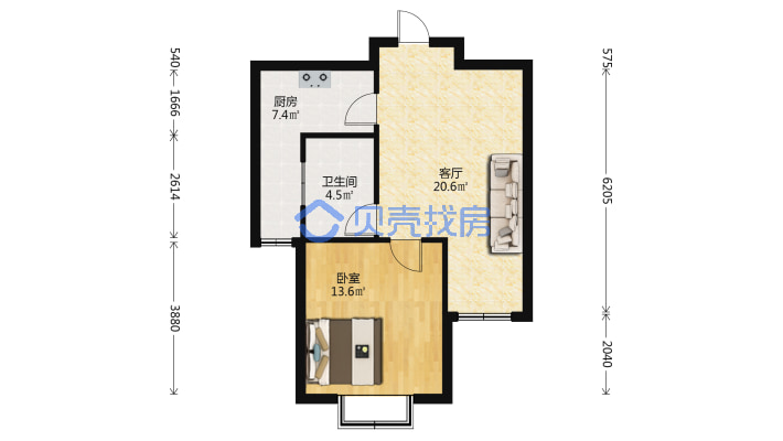 明珠港湾 位置好 品质小区 ，一室一厅，老证可按揭-户型图