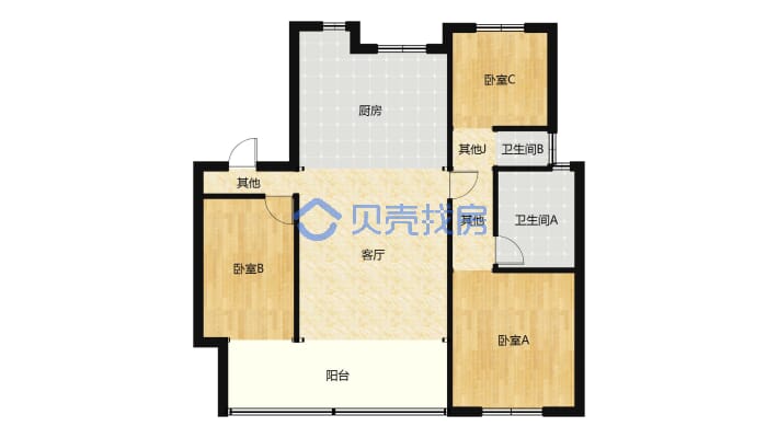 东上新里程 3室2厅 南 北-户型图