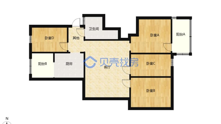 教工住宅家属院  步梯6楼 4室 129平 可按揭-户型图