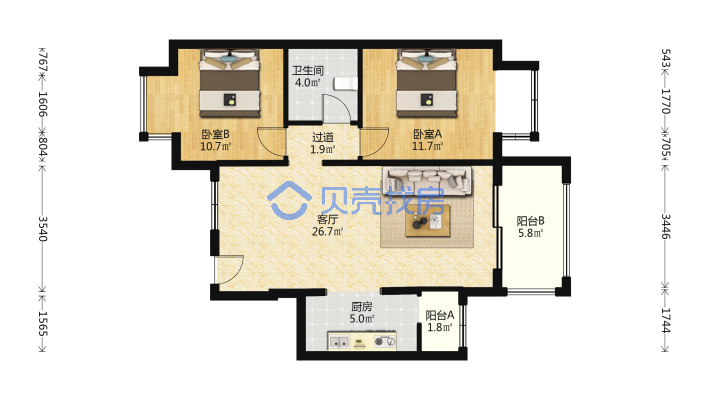 润泽悦溪低密度花园洋房 东西通透中间采光好安静舒适-平面图