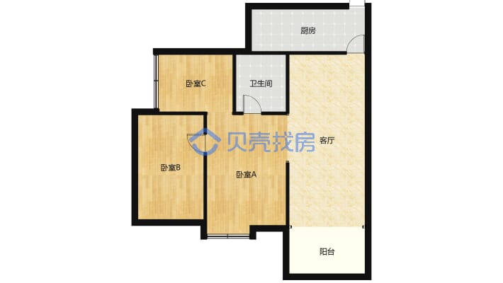 珠江·云锦 3室2厅 南-户型图