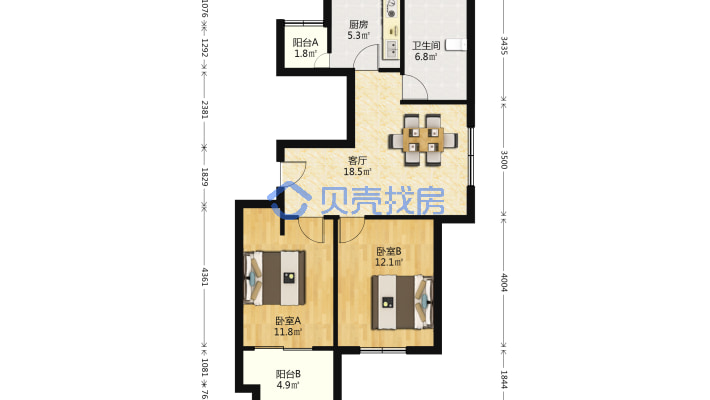 此房出行方便，户型方正，居住方便舒适-户型图