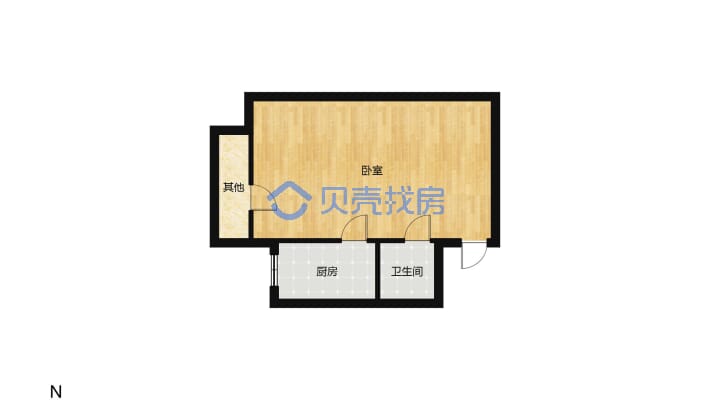 非常空间小区 1室1厅 53.9平米-户型图