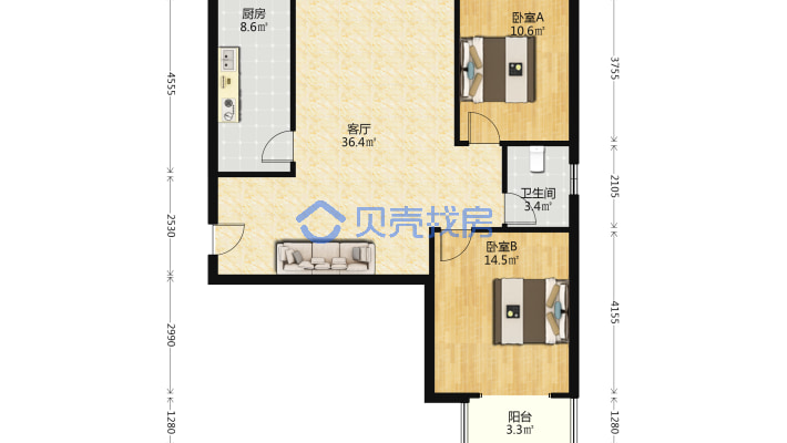 南北格局 楼层好 视野宽阔 适合居住-户型图