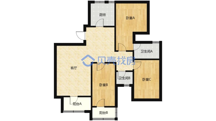 龙锦山庄电梯舒适型三房，生活，交通便利-户型图