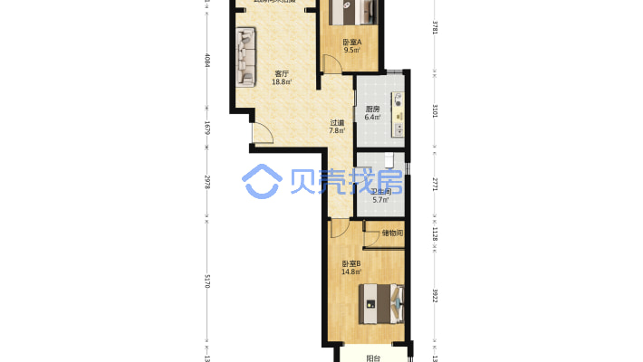 海怡庄园东区 电梯高楼层 满五唯一 欢迎咨询-平面图