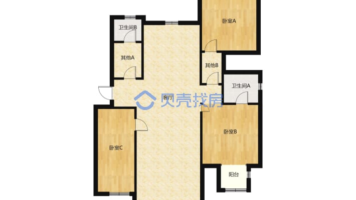 解三学 区，大三室步梯低层，南北通透有本满二可按揭-户型图