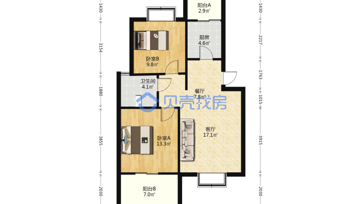 融创万达蝶谷长滩从未入住新房业主诚意出售-户型图