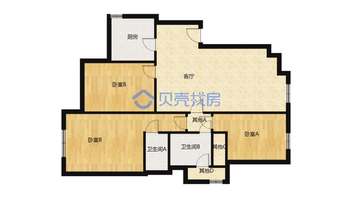 蓝滨城悦府，精装大三房双卫，带家具家电出售拎包入住-户型图