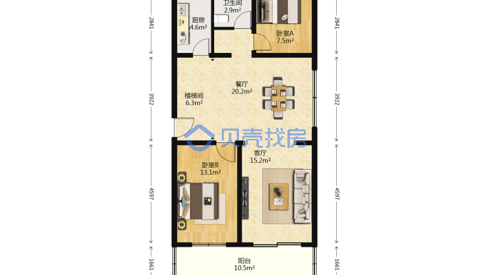 桂苑御水湾 2室2厅 南-户型图