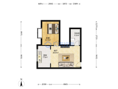 好楼层单身公寓出售，客厅，卧室，卫生间，都比较宽敞-乌鲁木齐金阳卫星花园户型图