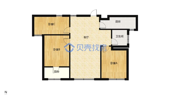 出售：晋府壹号电梯中间层三居室-户型图