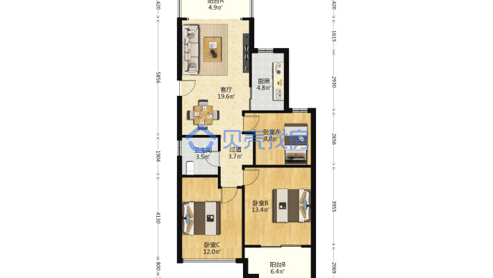 滨江区，地铁口300米，夹边套自住装修，满五唯一-户型图